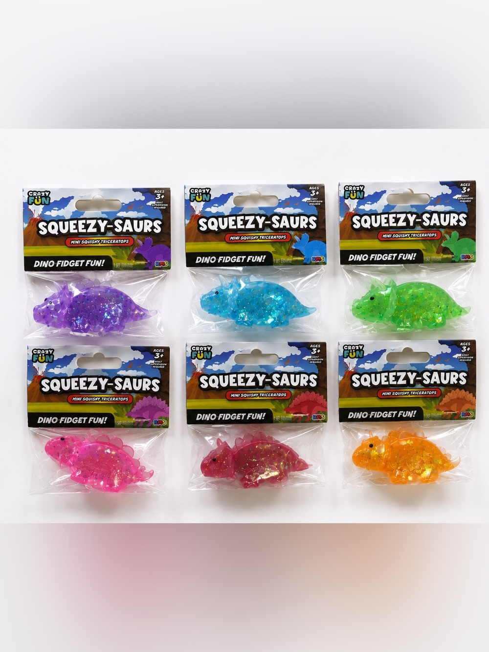 RMS Crazy Fun Dino **SET OF 6** Squeezy-Saurs ✨ Viral Squishy / Squishies TikTok